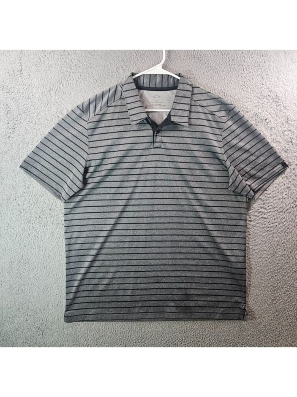 Oakley Polo Shirt Men‎ XL Short Sleeve Gray Black Striped